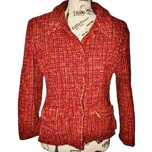 Women's Orange Esprit Tweed Blazer (Size M)